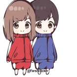 👍 @rissystory9 คู่รัก, สไตล์อนิเมะ, การ์ตูน, จิบิ, น่ารัก telegram sticker