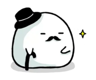 😎 dibujos animados, caballero, bigote, sombrero, bastón, mancha, personaje whatsapp sticker