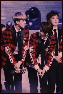♥️ EXO EXO, бойз-бэнд, k-pop, красно-черный, клетчатый whatsapp sticker
