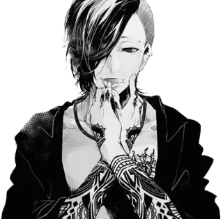🙂 anime, manga, black and white, character, art telegram sticker