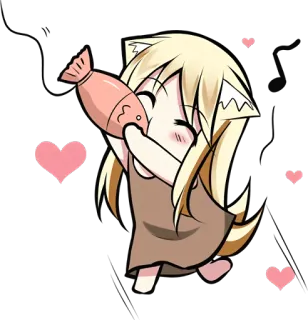 🐟 Аниме, Каваий, Милый, Мультфильм, Рыба, Персонаж, Сердце, Девушка telegram sticker
