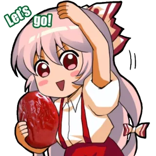😃 Let's go! Anime, Carino/a, Ragazza, Rosso/a, Dattero, Eccitato/a telegram sticker