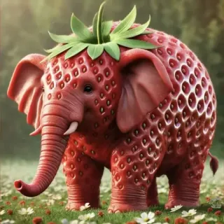 🤩 fragola, elefante, frutta, animale, ibrido, rosso, natura telegram sticker