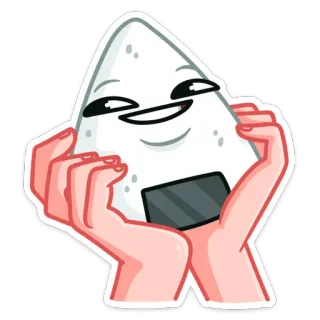 😄 onigiri, palla di riso, cibo, kawaii, carino, mani, cartone animato telegram sticker