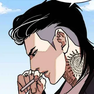 ⚖ Аниме, Мужчина, Сигарета, Татуировка, Прическа telegram sticker