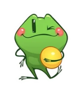 😜 rã, desenho animado, fofo, piscando, adesivo, bola amarela whatsapp sticker