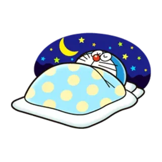 😴 Doraemon Cartoon, Schlafend, Nacht, Sterne, Mond telegram sticker