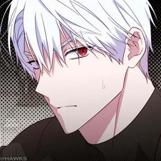 🖤 @HAWKS Anime, Manga, Cheveux blancs, Yeux rouges, Mâle, Illustration telegram sticker