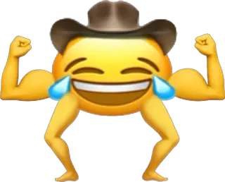 😂 emoji, cowboy, muscle, flexing, funny, meme, humor, western telegram sticker