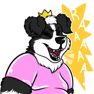 😆 RAAAAA! cane, cartone animato, divertente, animale, carino, corona, peloso whatsapp sticker