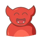 😁 diabo, demônio, desenho animado, vermelho, chifres, sorrindo telegram sticker