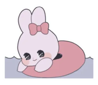 🎀 кролик, мультик, милый, плавание, плавать, каваий telegram sticker