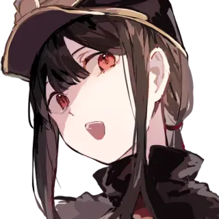 🤨 anime, girl, character, illustration, hat, red eyes telegram sticker