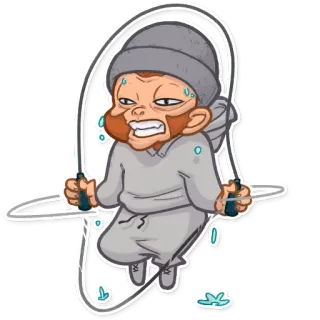 😤 運動, 縄跳び, 汗, 漫画, フィットネス, アスリート, ワークアウト telegram sticker