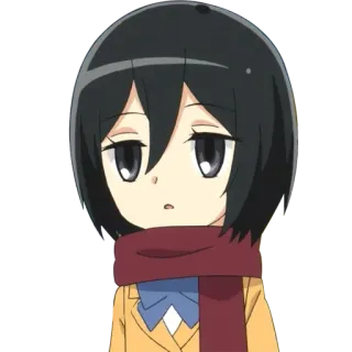 😒 Mikasa Ackerman Attack on Titan anime, chibi, girl, mikasa, attack on titan, cartoon telegram sticker