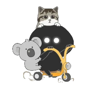🚲 Katze, Koala, Dreirad, süß, Cartoon, Tiere telegram sticker