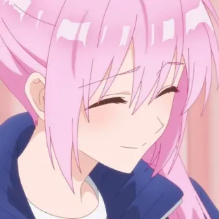 🍧 Anime, rosa Haare, lächelnd, Cartoon, Porträt telegram sticker