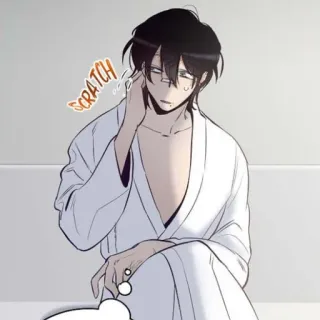 🌚 Scratch pria, jubah, kacamata, menggaruk, anime telegram sticker
