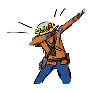 😎 dab, dabbing, flower crown, cartoon, person, gesture telegram sticker