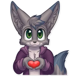 ❤️ Furry, Anthropomorph, Fuchs, Herz, Liebe, Süß, Cartoon whatsapp sticker