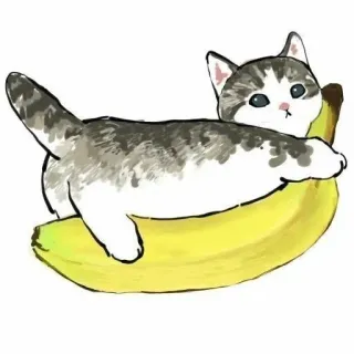 💗 kot, banan, kociak, zwierzę, zwierzę domowe, słodki, śmieszny, kapryśny telegram sticker