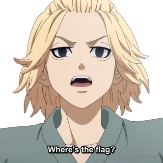 😠 Where's the flag? Anime, Personnage, Drapeau, Question, Expression whatsapp sticker
