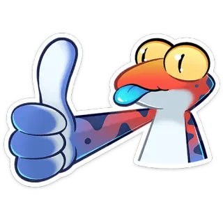 👍 lizard, thumbs up, cartoon, animal, reptile telegram sticker