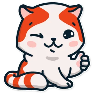 👍 кот, большой палец вверх, милый, животное, стикер, подмигивающий telegram sticker