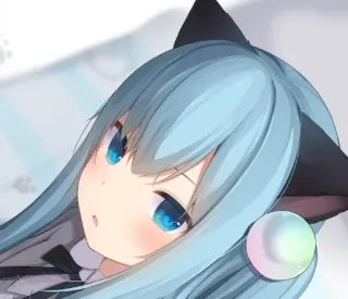 😒 アニメ, 猫耳, 青髪, かわいい, 可愛い, 漫画 telegram sticker