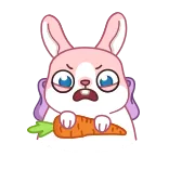 😩 conejo, zanahoria, enojado, lindo, pegatina, dibujos animados telegram sticker
