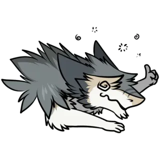 🌪 wolf, exhausted, dizzy, tired, cartoon, animal telegram sticker