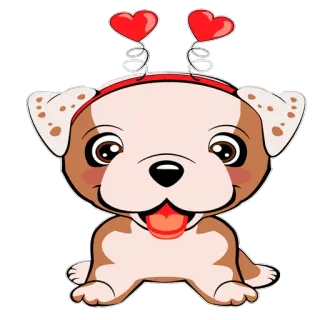 😘 犬, 子犬, ハート, かわいい, 動物, 漫画 telegram sticker