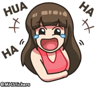 🤣 HUA HA laughing, anime girl, cartoon, crying, happy, funny telegram sticker