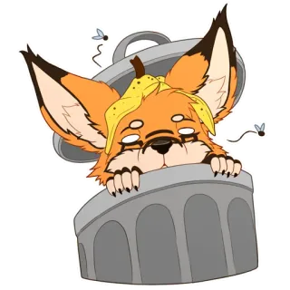 🗑 rubah, sampah, hewan, kartun telegram sticker