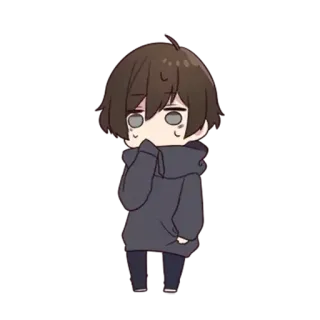 😳 anime, chibi, cartoon, cute, character, hoodie telegram sticker