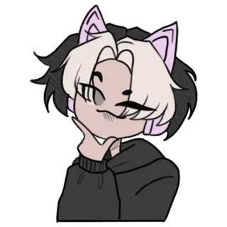 ⚪️ Anime, Kot, Kreskówka, Naklejka, Słodki, Kocie uszy, Chłopak anime telegram sticker