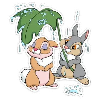 ☔️ pluie, lapin, dessin animé, mignon, disney, parapluie telegram sticker