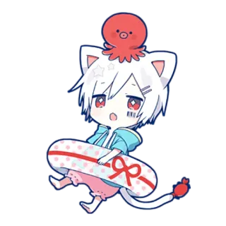 🤓 catboy, anime, manga, octopus, cute, cartoon, kawaii telegram sticker