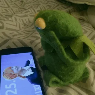 🐸 Kermit Kermit o Sapo, fantoche, meme, triste whatsapp sticker