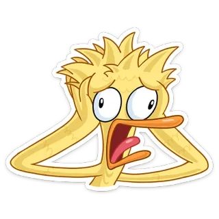 😱 pato, sorprendido, dibujos animados, animal, amarillo whatsapp sticker