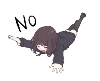 😫 NO Anime, Garota, Não, Rejeição, Recusa whatsapp sticker