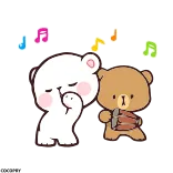 🥳 leite, mocha, urso, música, fofo, dança, celebração telegram sticker
