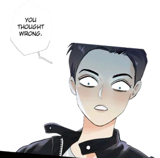 😈 YOU THOUGHT WRONG. Kreskówka, Mężczyzna, Wyraz twarzy, Dialog, Źle myślisz telegram sticker