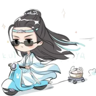 🏵 Cartone animato, Scooter, Occhiali da sole, Chibi, Carino, Fanart telegram sticker