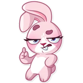 ☝ Dibujo animado, Conejo, Rosa, Conejo, Pegatina, Personaje telegram sticker