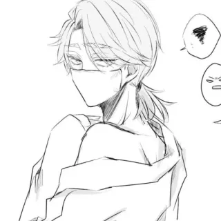 💦 Anime, Charakter, Skizze, Maske, Brille telegram sticker