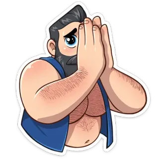 🙏 мужчина, мультфильм, волосатый, милый, иллюстрация, наклейка telegram sticker