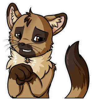 😔 gatto, volpe, animale, carino, cartone animato, animato, dispiaciuto, implorante whatsapp sticker