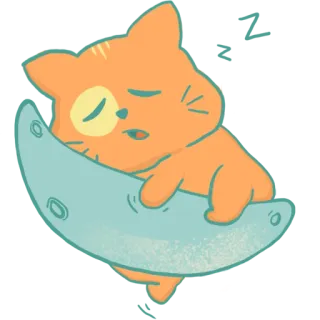 😴 gato, lua, dormindo, fofo, desenho animado whatsapp sticker