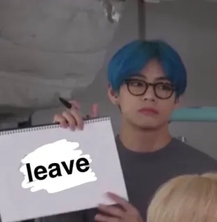 🙂 leave kpop, meme, bts, gehen, genervt, v, kim taehyung whatsapp sticker